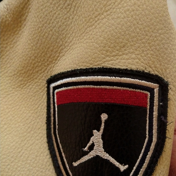 Rare 2001 Michael Jordan Leather Jacket blk/cream size L - Picture 3 of 7